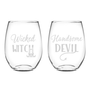 Wicked Witch and Handsome Devil Set of Two Stemless Wine