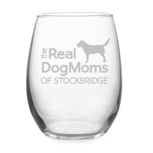 Personalized Real Dog Moms of City Stemless Wine