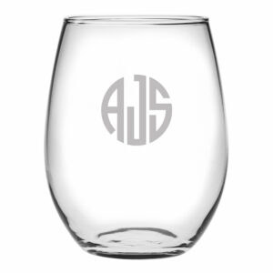 Monogram Circle 3 Initials Stemless Wine