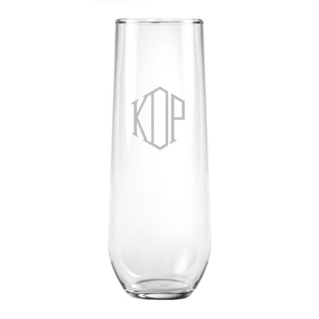 Classic Hand Cut Monogram Stemless Flute