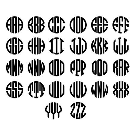 Three Letter Circle Monogram Alphabet