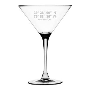 Martini Glass with latitude and longitude coordinates