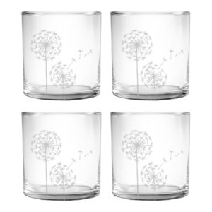 Dandelion design on whiskey DOR glasses