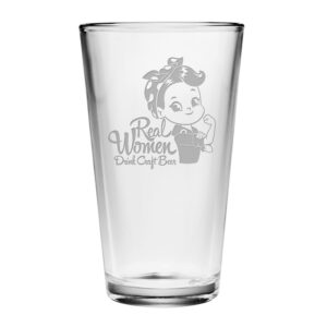 Real Woman Drink Craft Beer on a Pint Glass