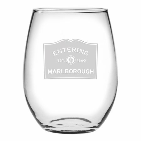 Entering Sign With City / town and Established year on stemless wine glass