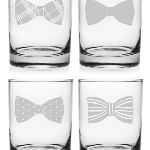 Bow Ties Whiskey DOR Glasses - Set of 4