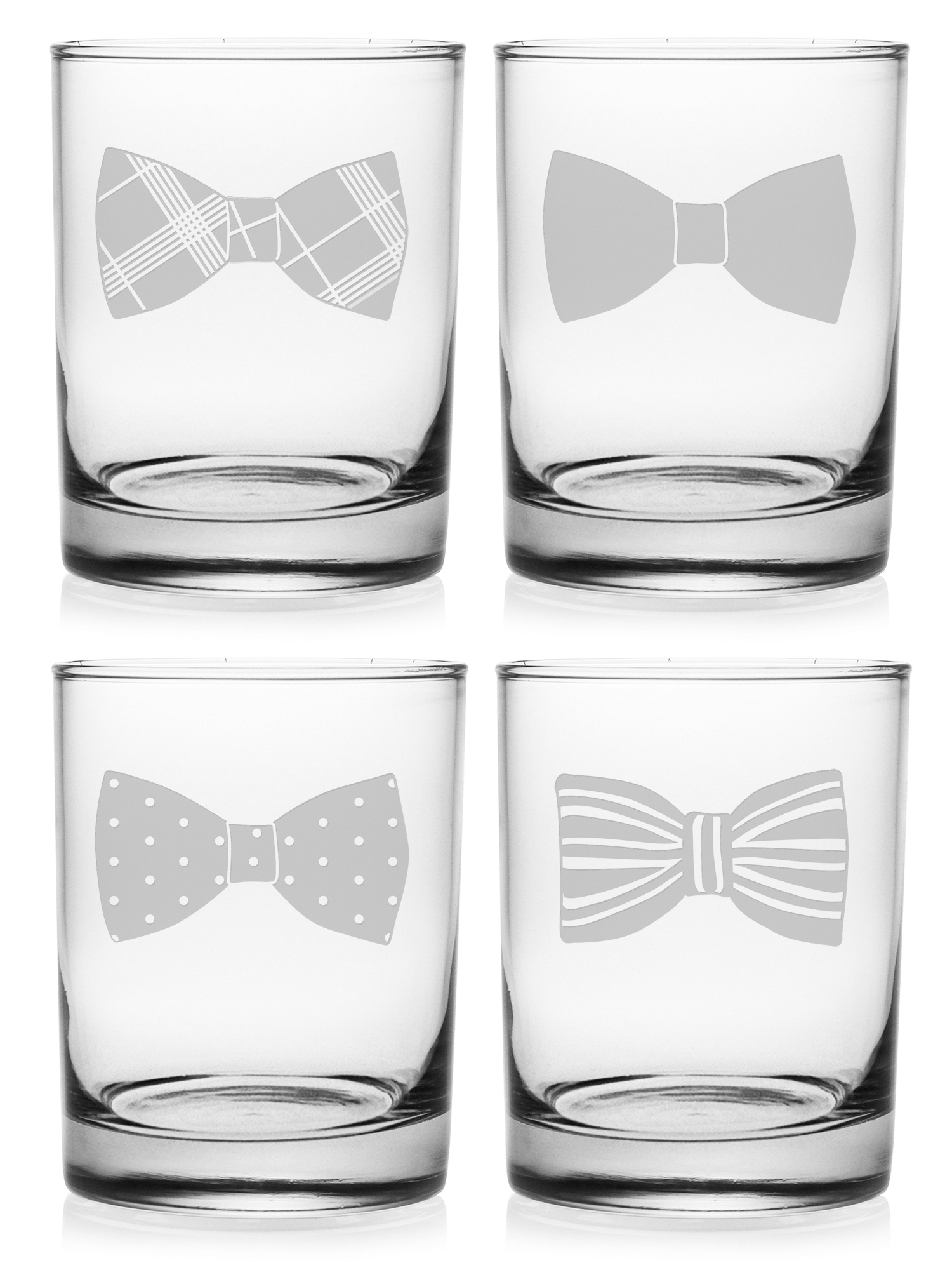 Bow Ties Whiskey DOR Glasses - Set of 4