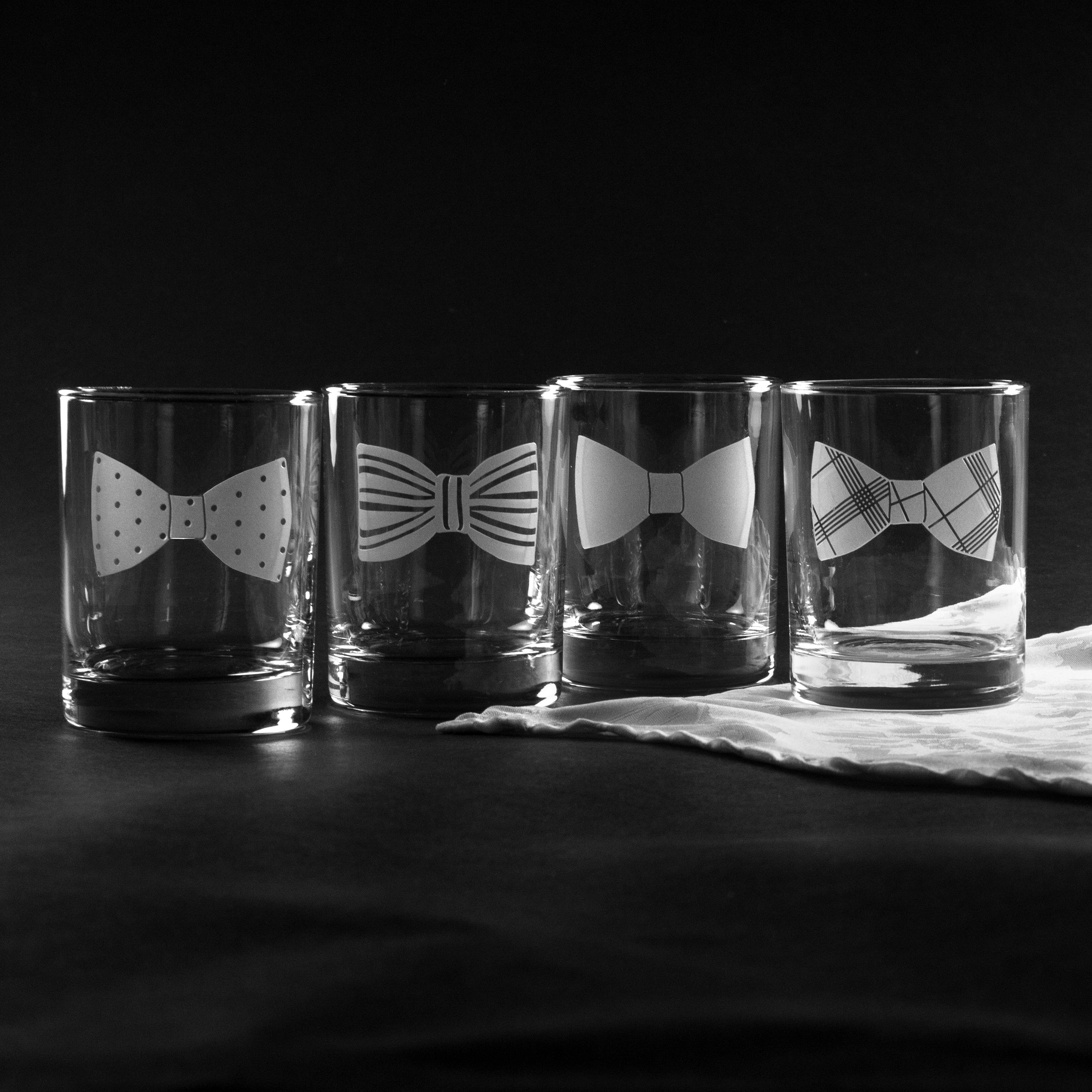 Bow Ties Whiskey DOR Glasses - Set of 4 - Image 3