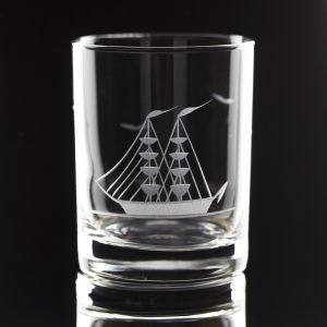 Clipper Ship - Hand Cut - Whiskey DOR Glass - 14oz