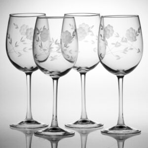 Janet - Hand Cut - Stemmed Wine Glasses 16oz - Set of 4