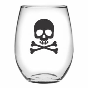 Skull & Bones - Stemless Wine - Screen Printed