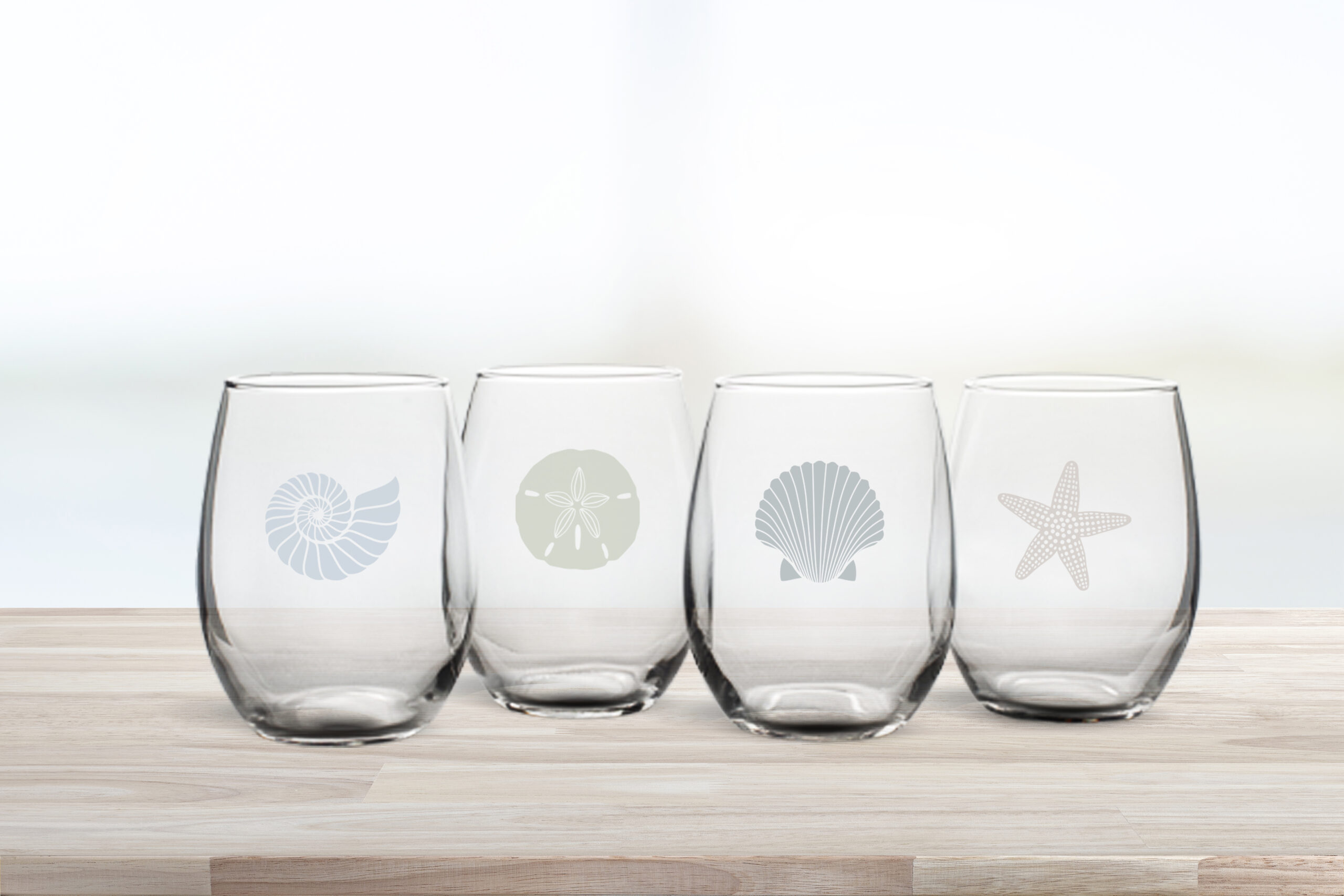 Anchor Monogram Stemless Champagne Flutes & Wine Glasses