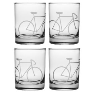 Bicycle Etched on a Rocks Glass
