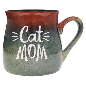 Cat mom design on a ceramic mug