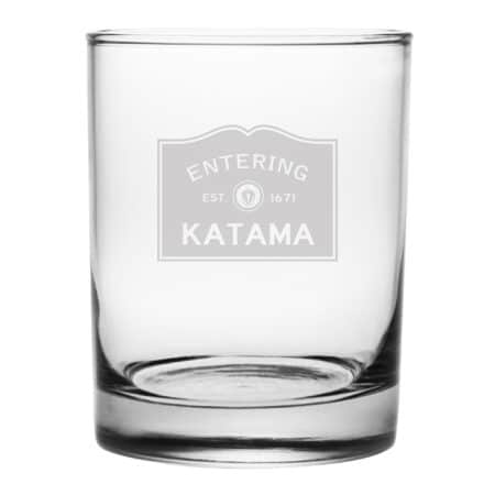Entering Sign With City / town and Established year on double on the rocks glass