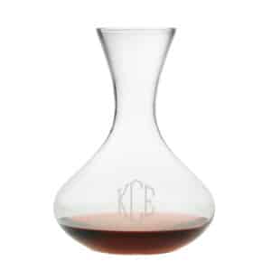 Modern Wine Carafe with Classic Hand Cut Monogram engraved