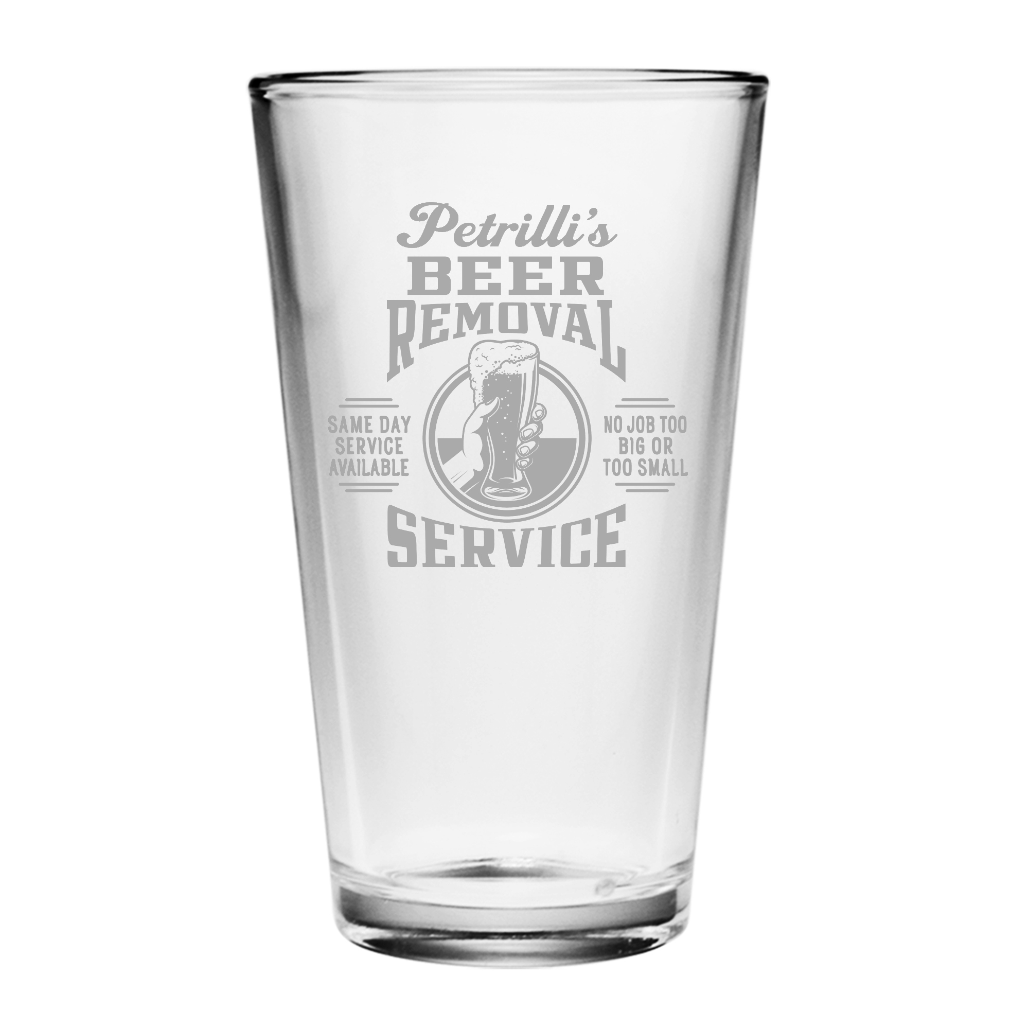 Beer Removal Service Personalized Etched Pint Glass