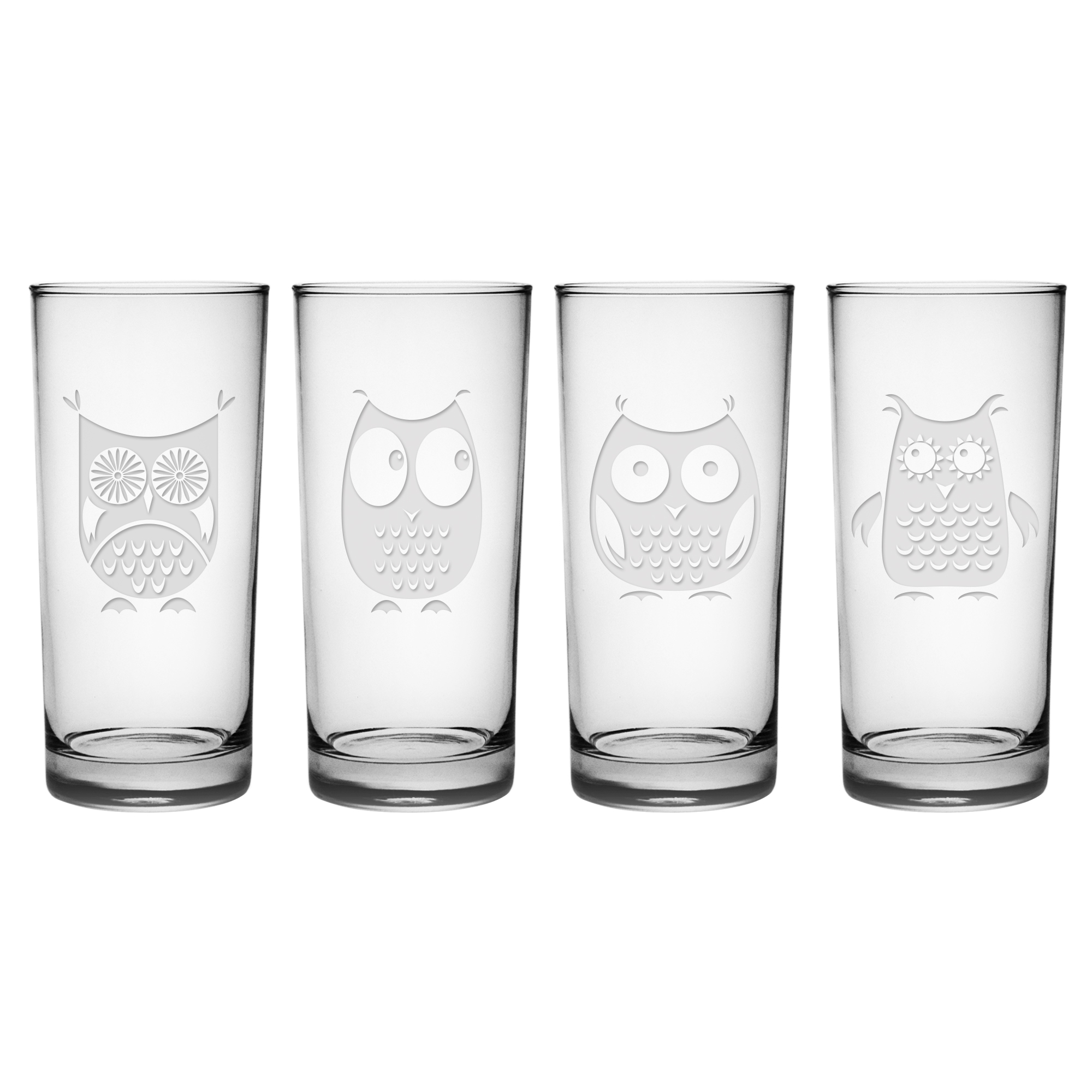 Hoot - Owl Assortment - High Ball Glasses - Set of 4