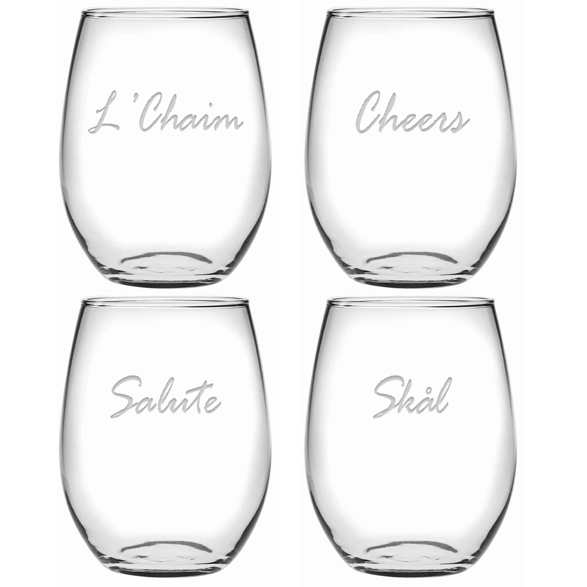 Cheers Around The World - Stemless Wine Glass - Set of 4
