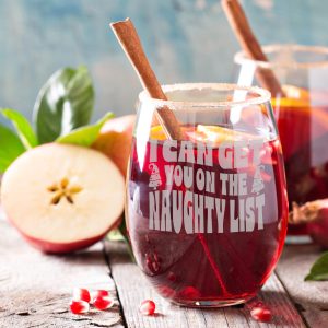 I Can Get You on the Naughty List Stemless Wine Glass