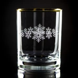 Snowflake Band Gold-Rimmed Rocks Glass