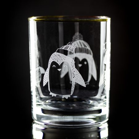 Penguin Wrap Gold-Rimmed Rocks Glass