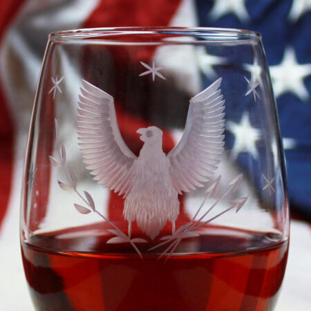 Eagle Hand Cut Stemless Wine Glass Zoom